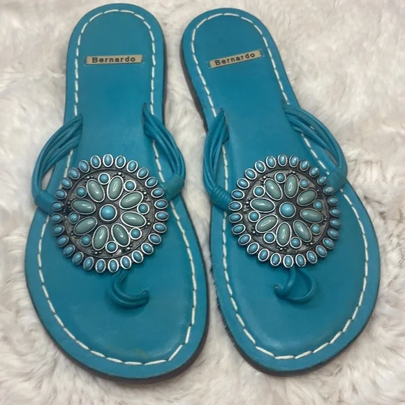 Bernardo Mosaic Leather Flat Sandal 7M - Picture 6 of 10